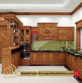 Mẫu tủ bếp gỗ tự nhiên
