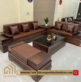 Ghế sofa gỗ sồi chân vuông