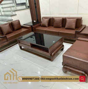 Sofa sồi gỗ nâu
