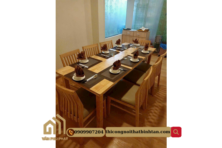 Bộ Bàn Ăn Gỗ Tự Nhiên 8 Ghế