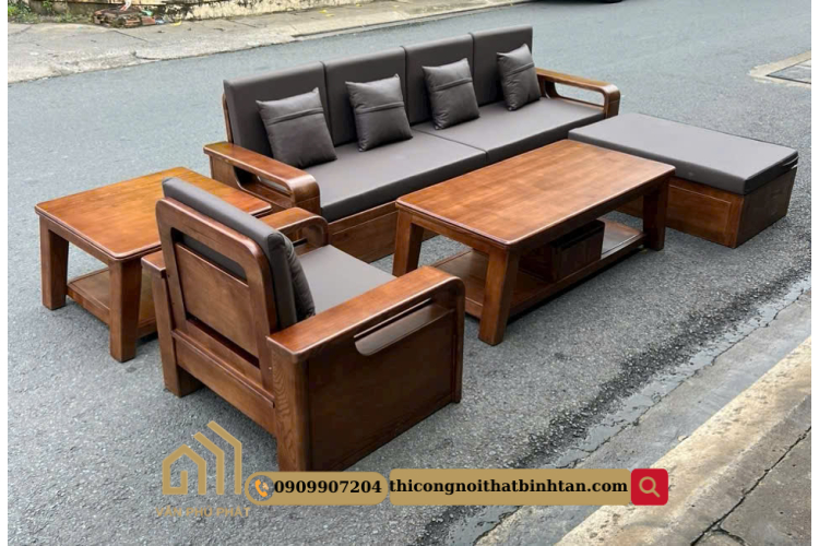 Bộ bàn ghế gỗ sồi 5 món