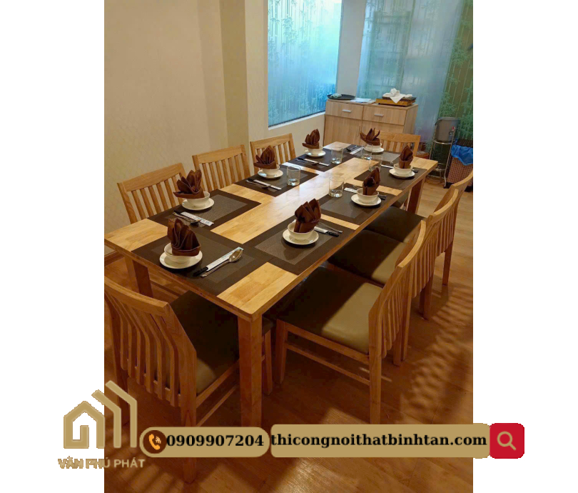Bộ Bàn Ăn Gỗ Tự Nhiên 8 Ghế