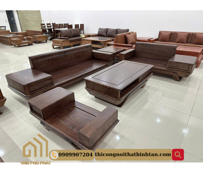 Sofa sồi gỗ nâu